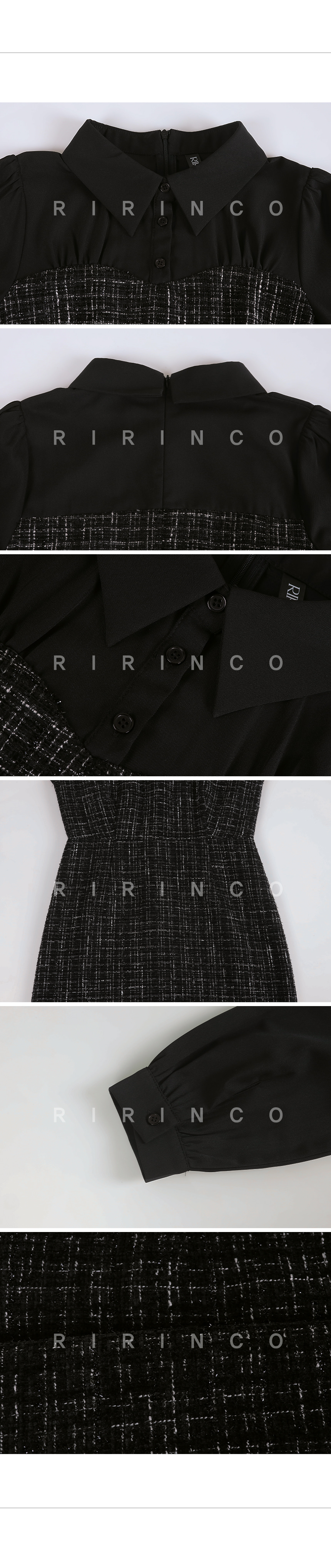 RIRINCO 配色ツイードシャーリングミニワンピース