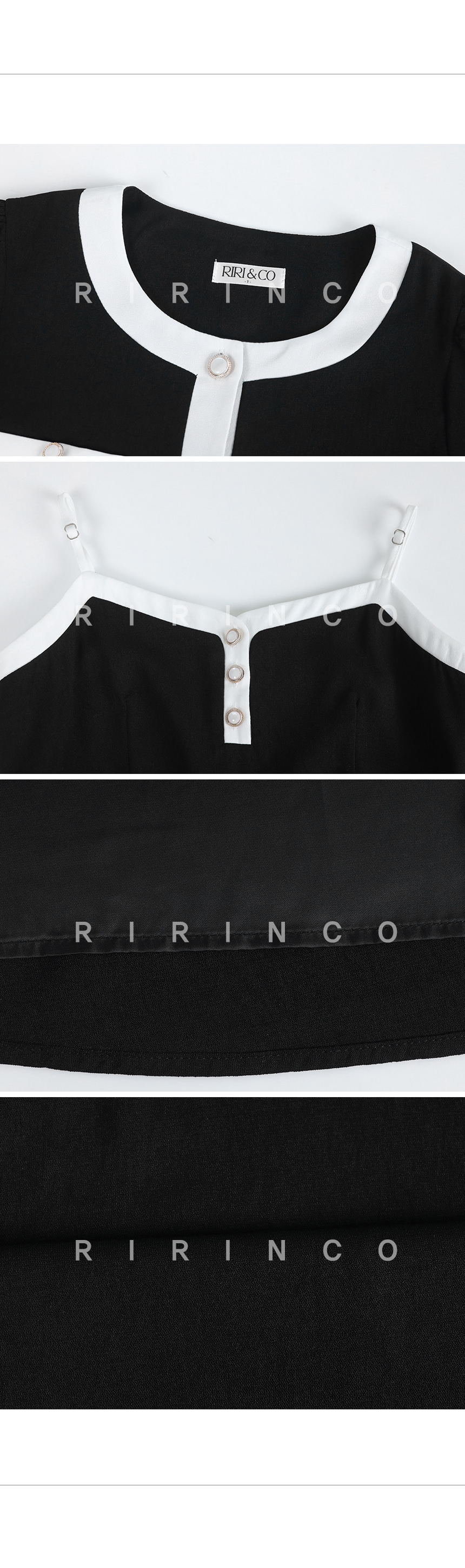 RIRINCO 配色セミクロップドジャケット＆キャミワンピースセット