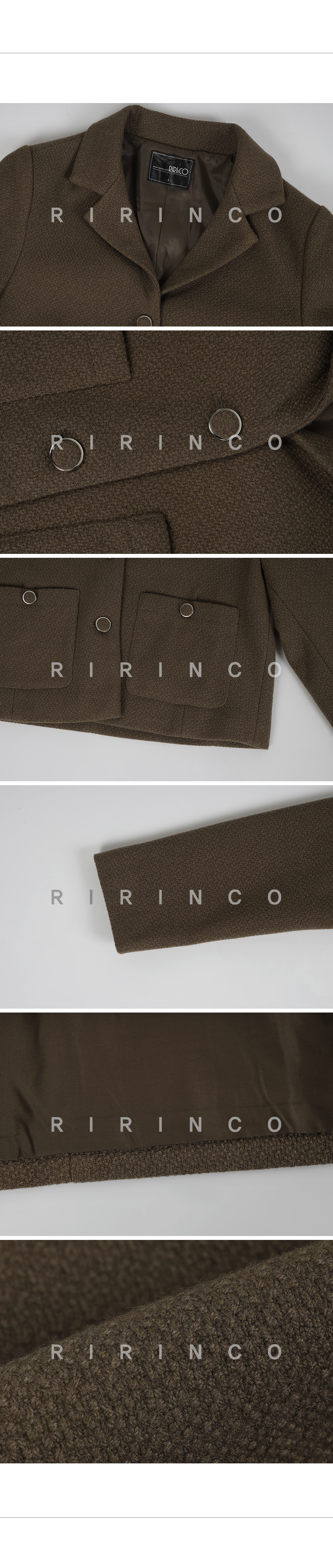 RIRINCO ツーピースツイードポケットクロップドジャケット