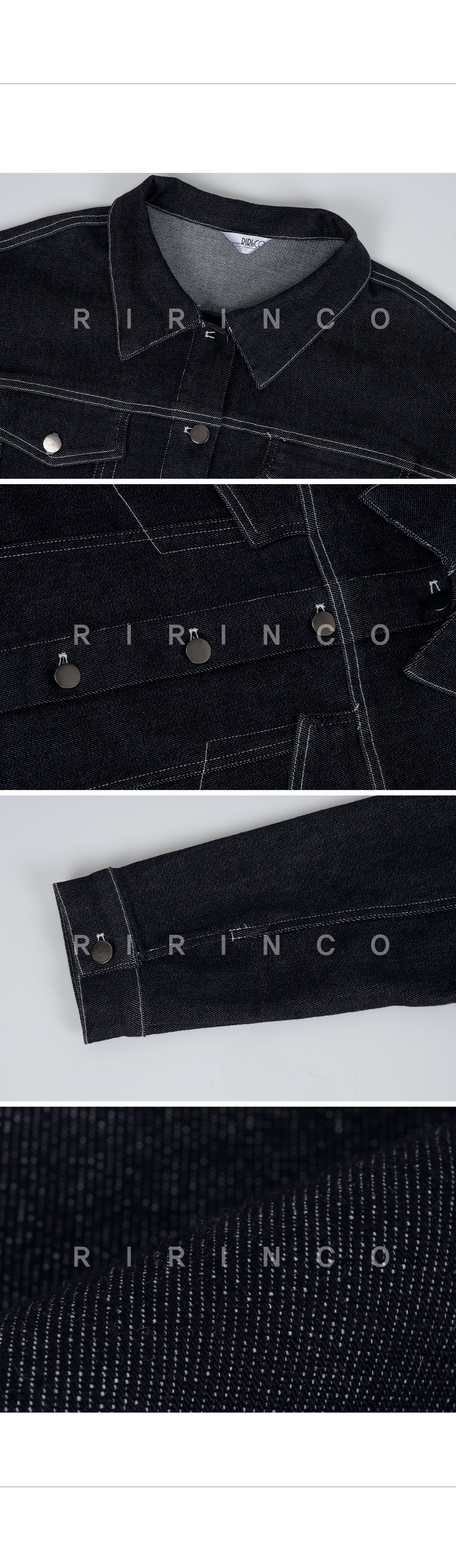 RIRINCO ツーピースステッチデニムセミクロップドジャケット