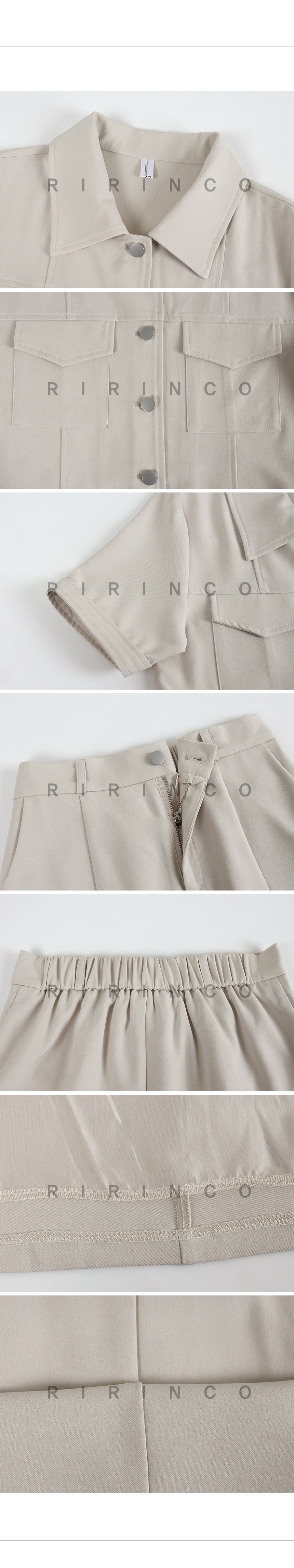 RIRINCO ポケット付きジャケット&後ろゴムミニスカート上下セット