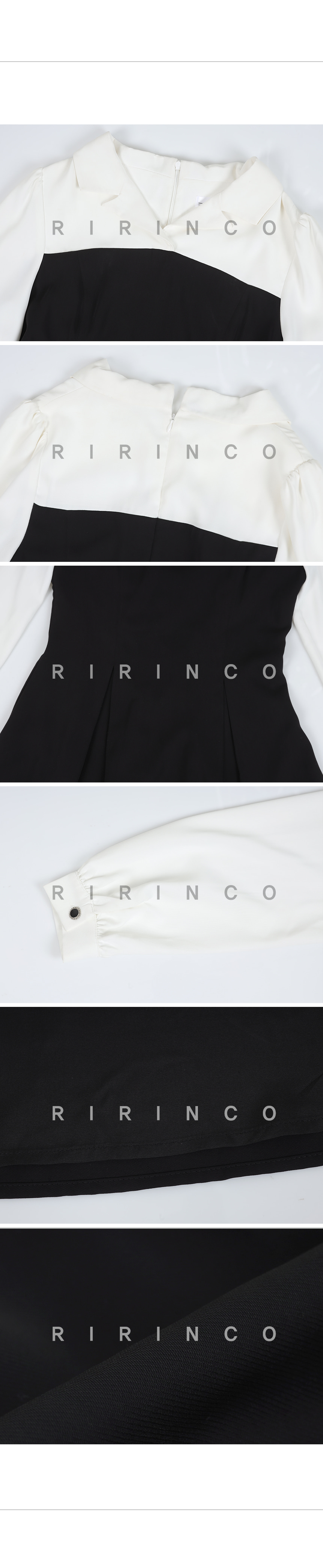 RIRINCO 配色オープンカラータックミニワンピース