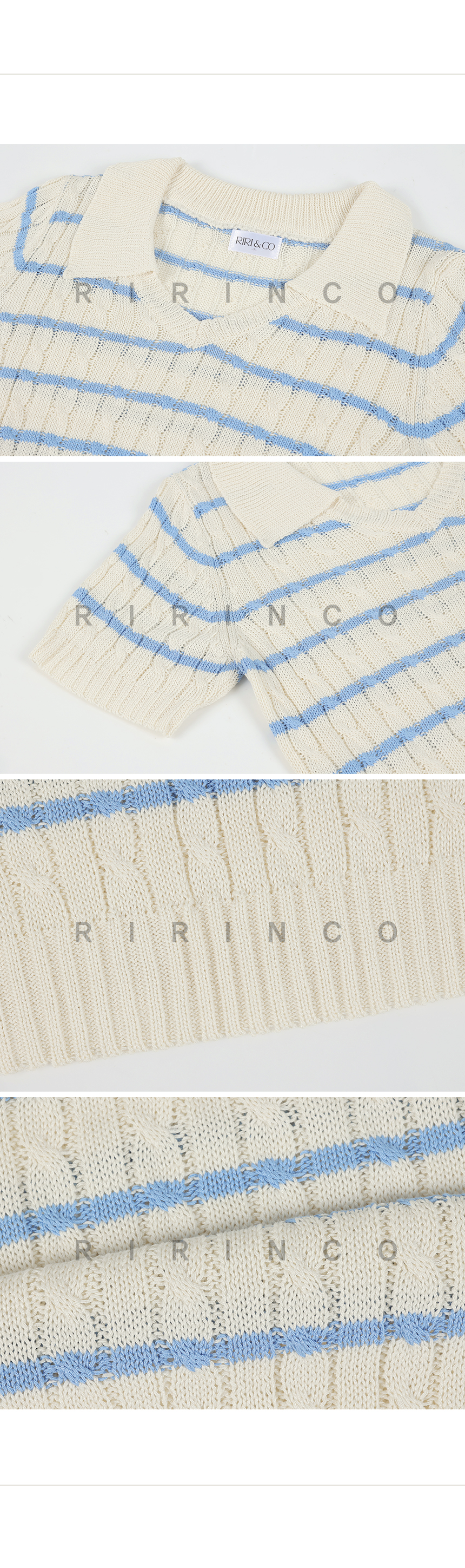 RIRINCO オープンカラー配色サマーニット