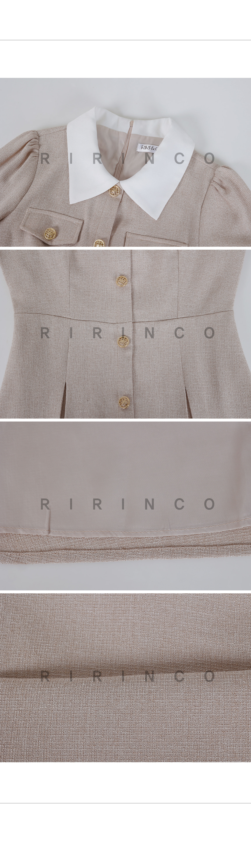 RIRINCO 配色ツイードロングワンピース