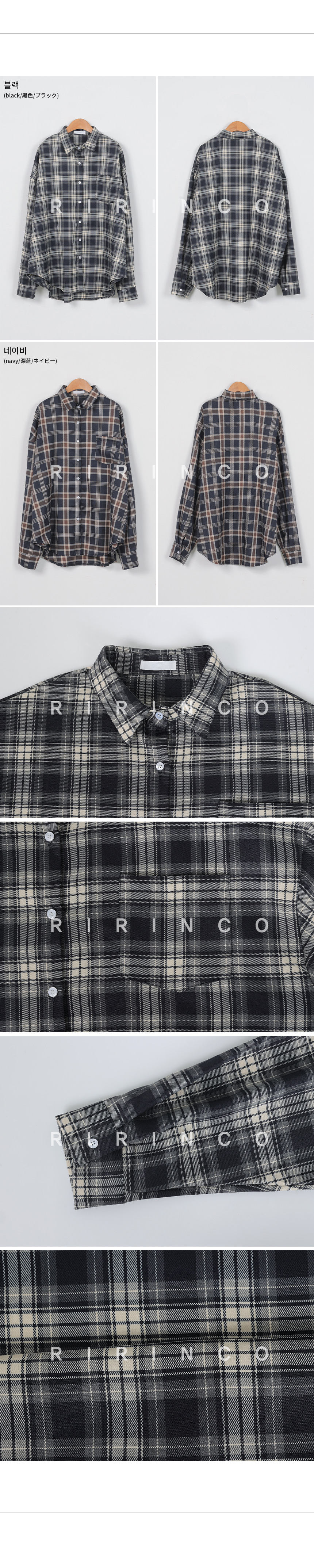 RIRINCO チェックポケットルーズフィットシャツ