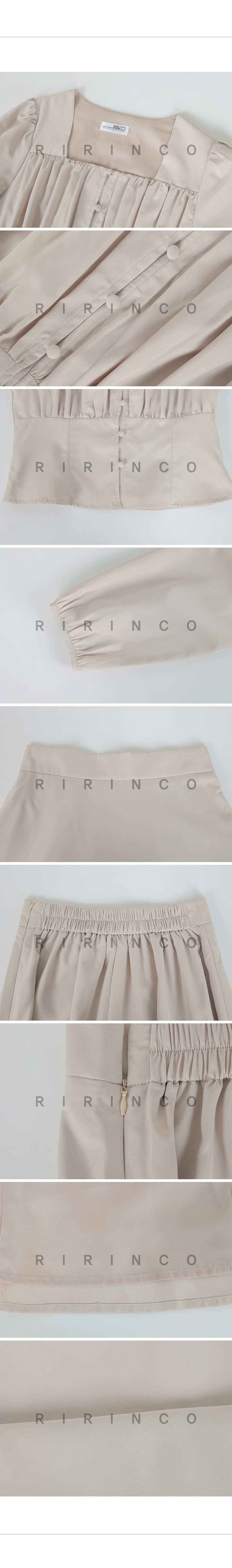 RIRINCO シャーリングブラウス＆バックゴムスカートセット