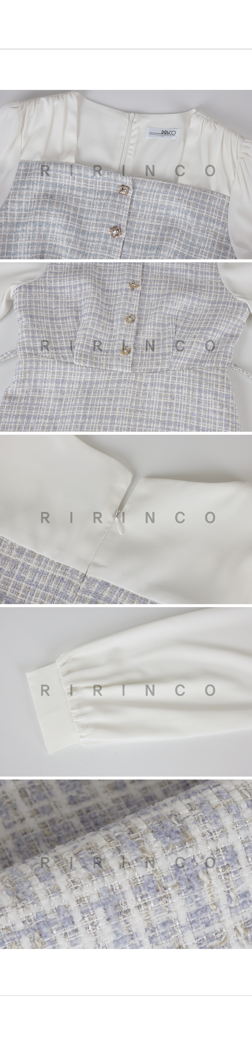 RIRINCO ツイード配色バックリボンワンピース