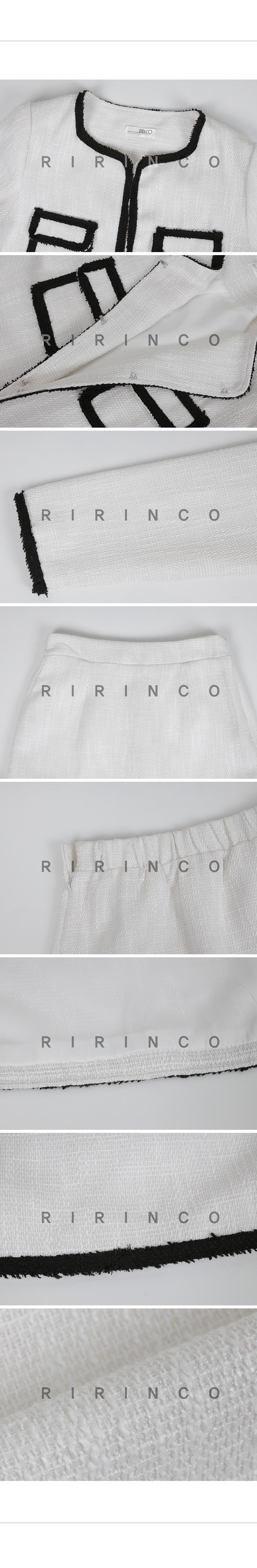 RIRINCO ツイード生地配色ポケットウエストゴムツーピース