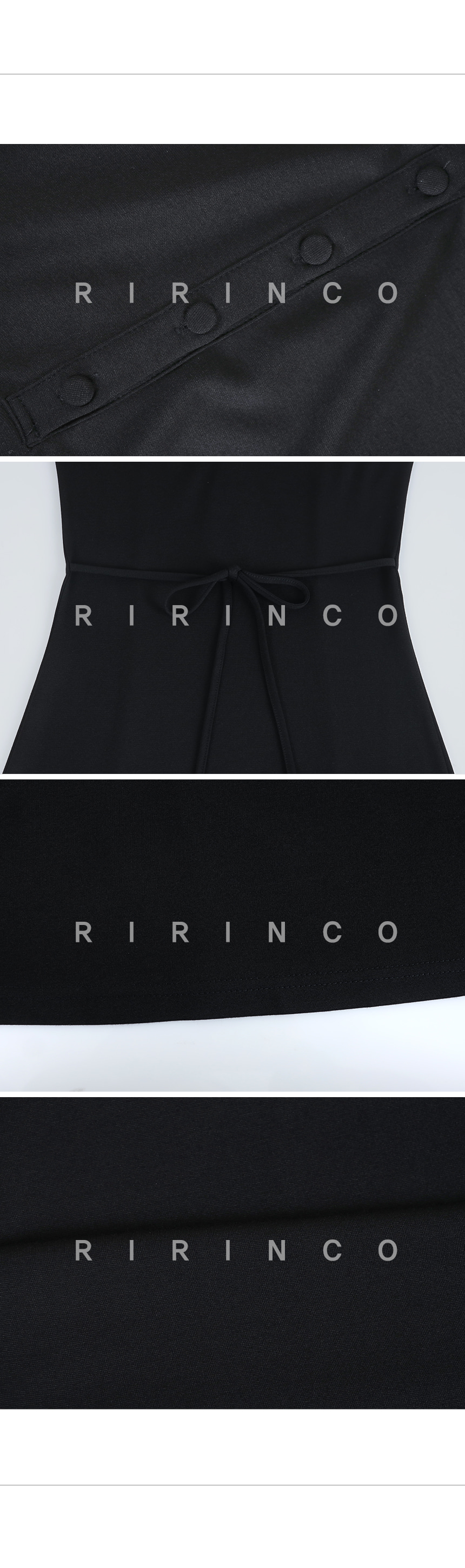 RIRINCO オープンカラーボタンバックリボンロングワンピース