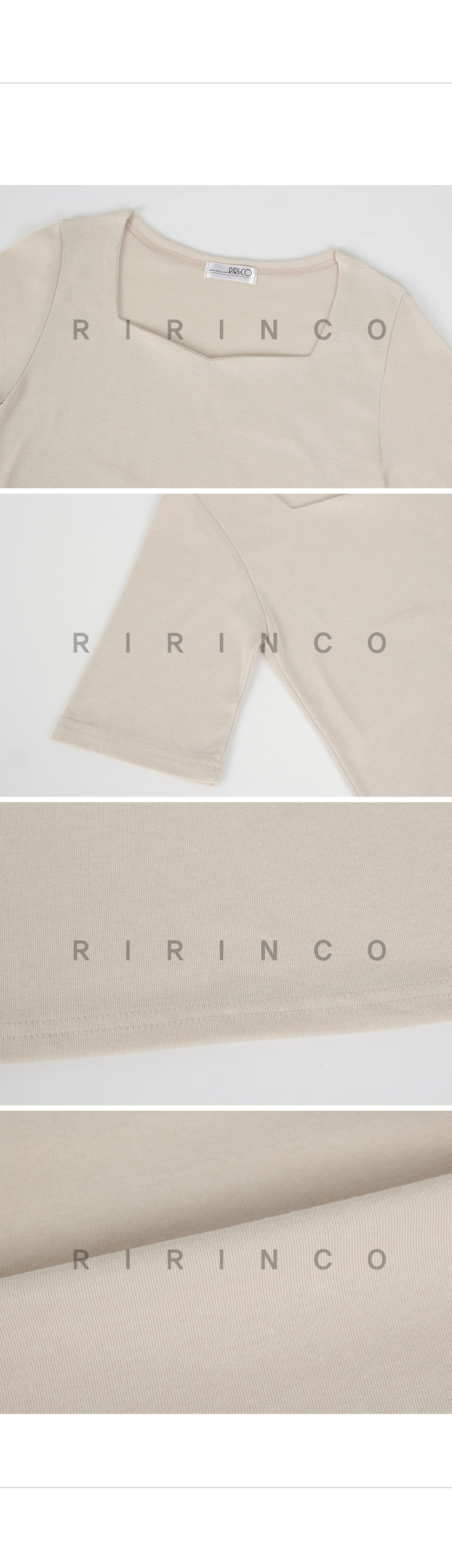 RIRINCO ハートネックスリムフィットTシャツ