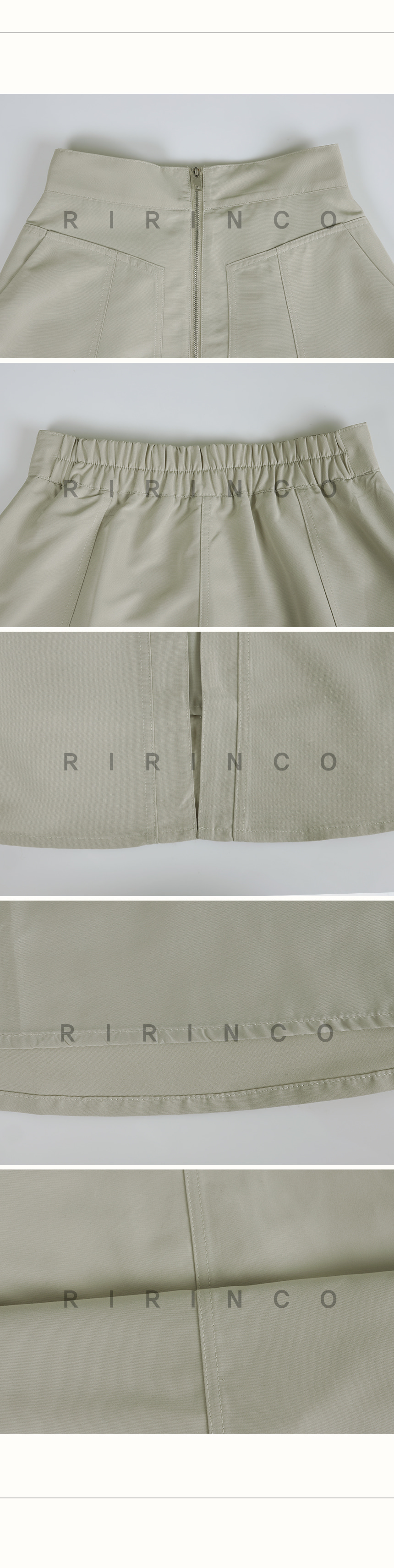RIRINCO ウエストゴムフレアファスナースリットスカート