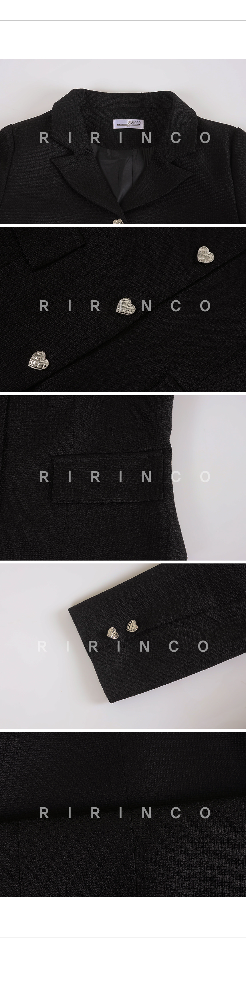 RIRINCO テーラードハートボタンツイードジャケット 
