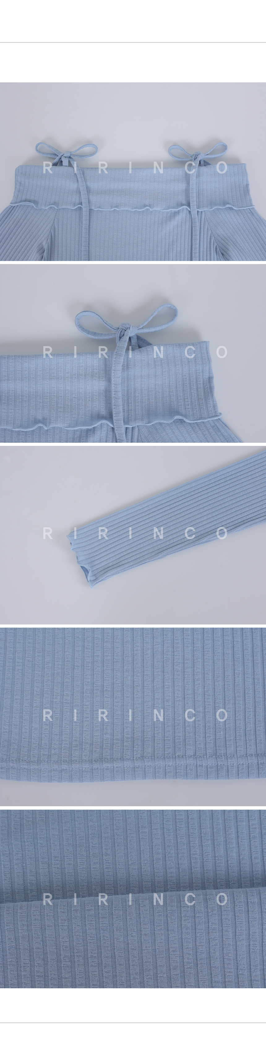 RIRINCO ショルダーストラップ配色レイヤードニットTシャツ
