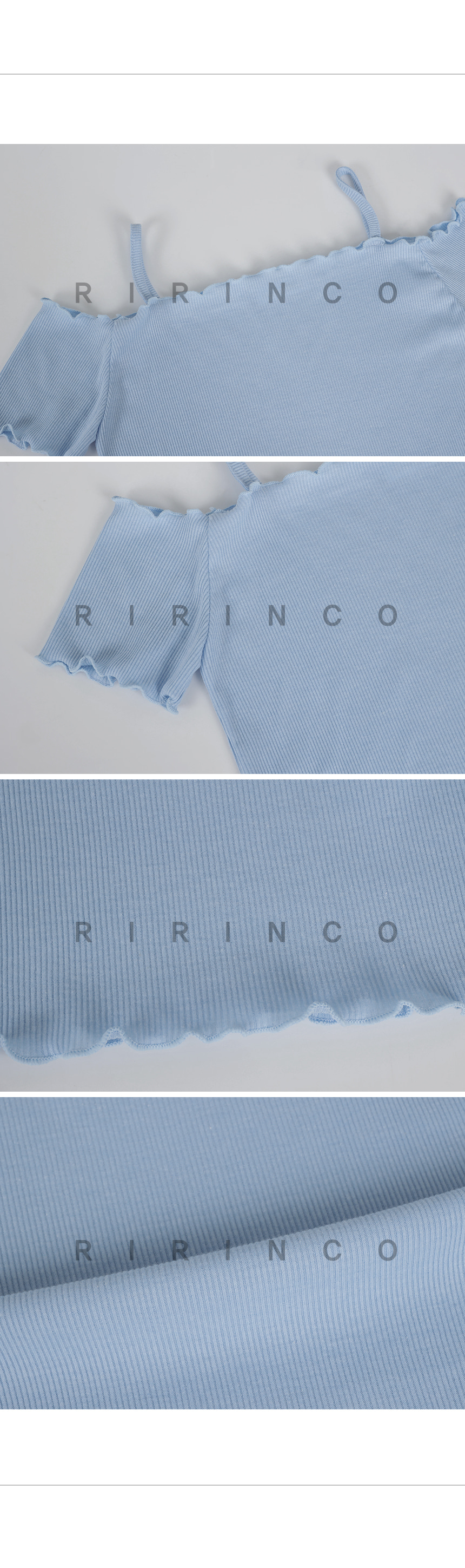 RIRINCO オープンショルダーウェーブTシャツ