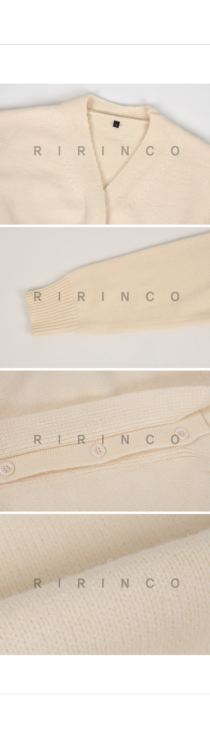 RIRINCO Ⅴネック隠しボタンルーズフィットカーディガン