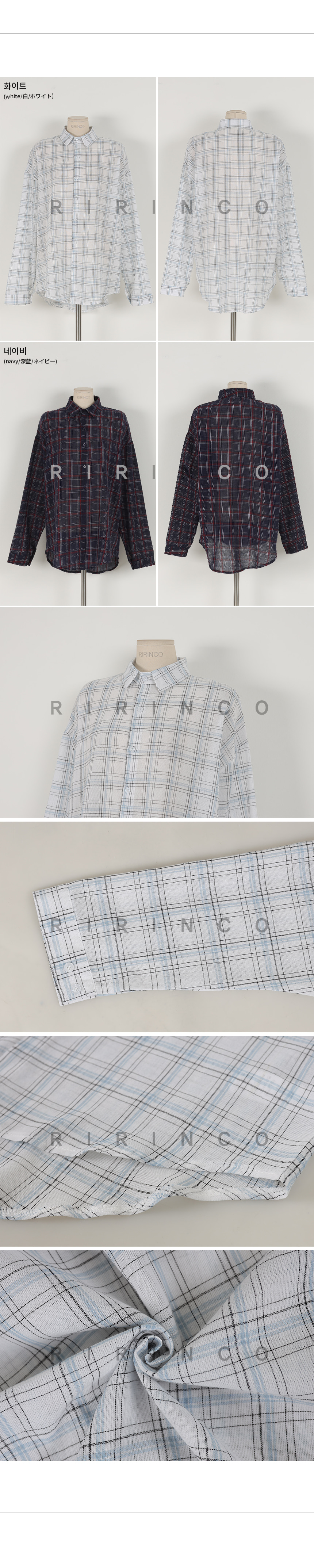 RIRINCO チェック柄シースルーシャツ