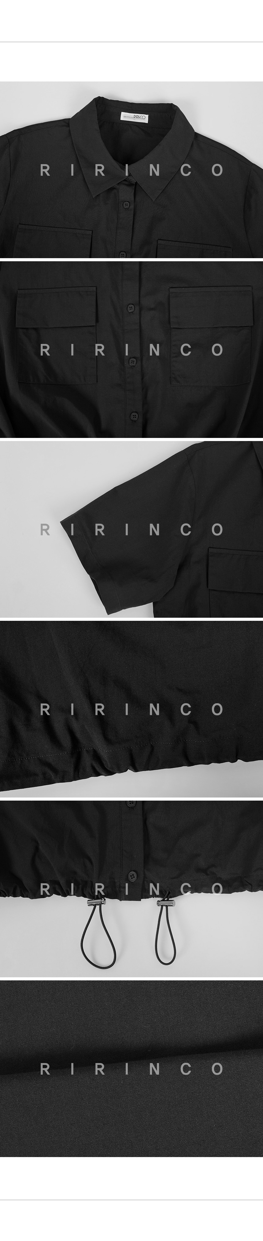 RIRINCO モダール裾ストリングクロップドシャツジャケット