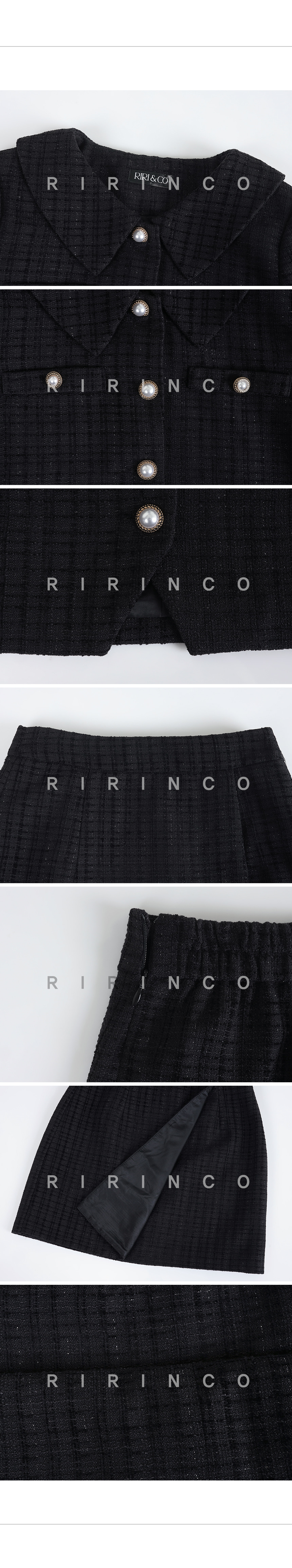 RIRINCO パールボタンジャケット&ラップスタイルミニスカート上下セット