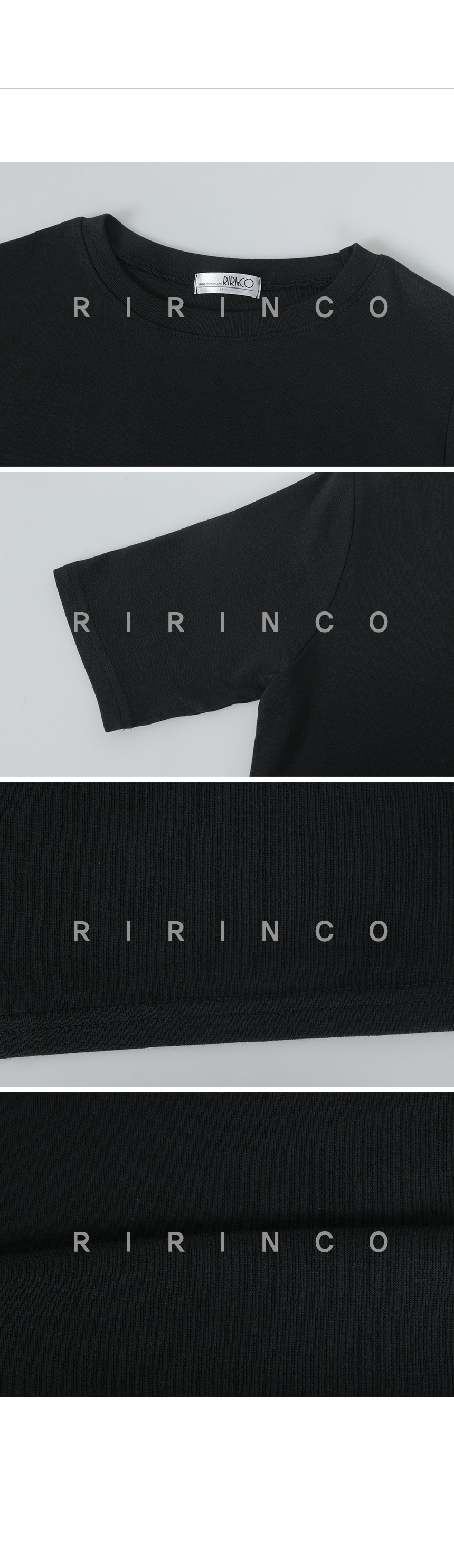 RIRINCO ラウンドネック5分丈Tシャツ