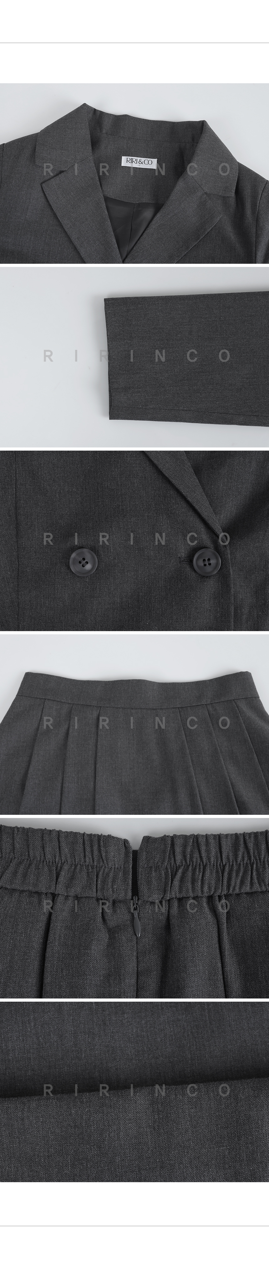 RIRINCO セミクロップド丈ジャケット&プリーツミニスカート上下セット