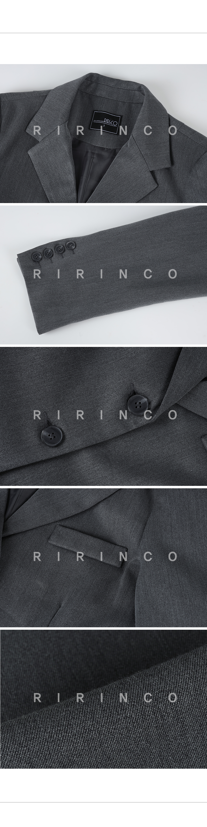 RIRINCO ベーシックツーピースクロップドカラーネックジャケット