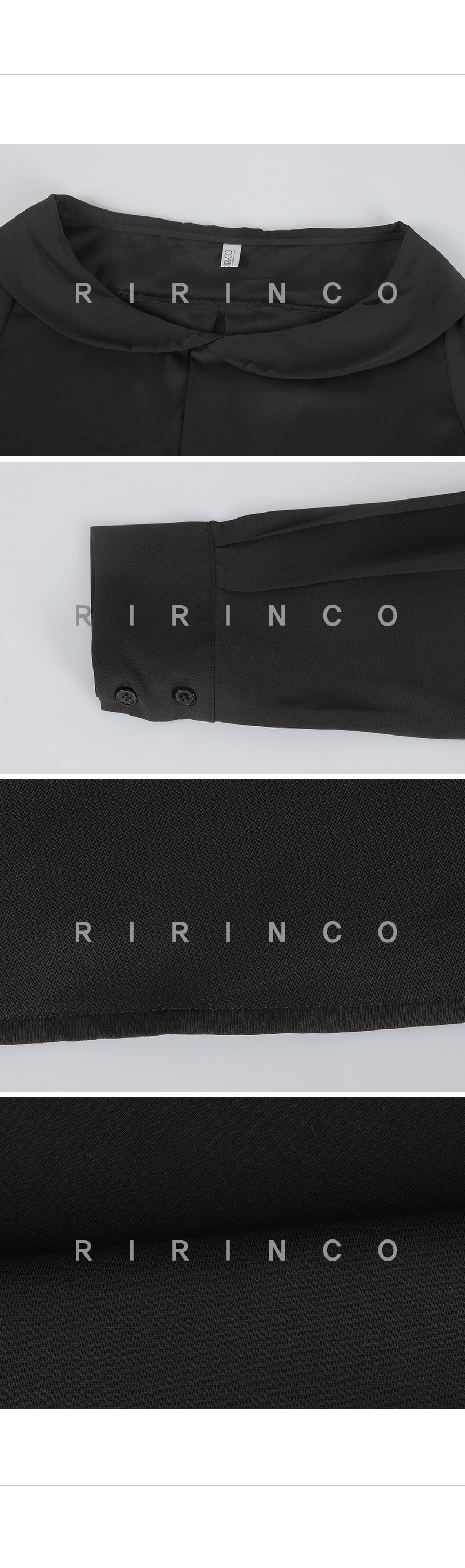 RIRINCO オープンカラークルーネックブラウス