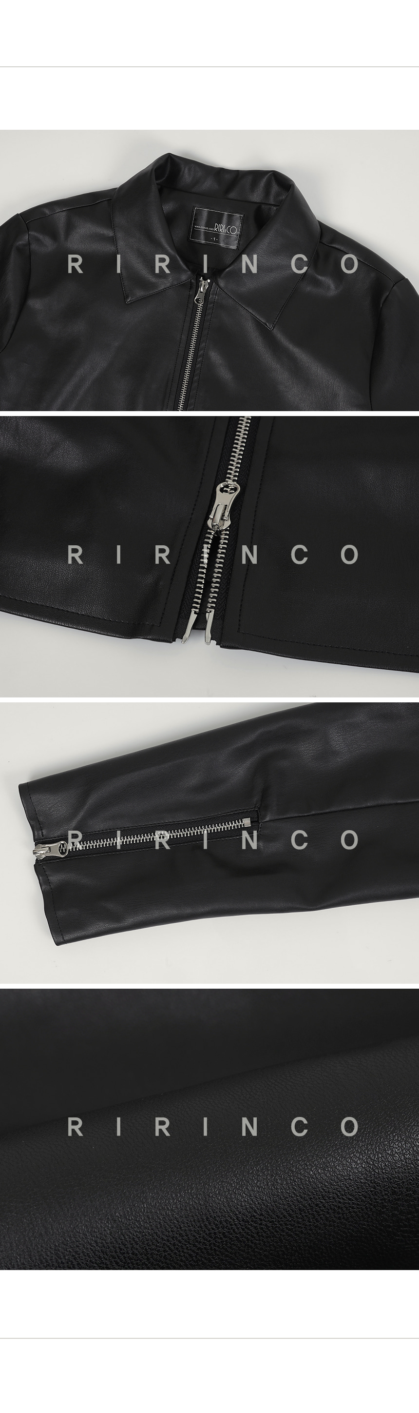 RIRINCO ２wayカラーネックフェイクレザージャケット