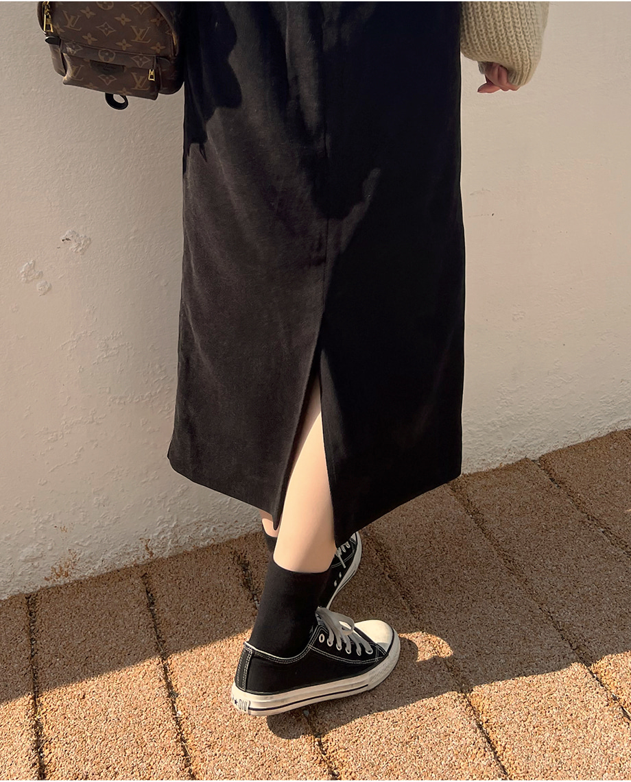 RIRINCO コーデュロイゴム付きバックスリットロングスカート