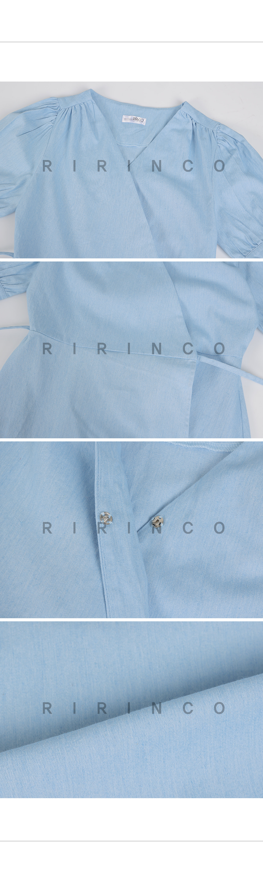 RIRINCO [カップル/ペアルック] デニムシャーリングVネックラップワンピース