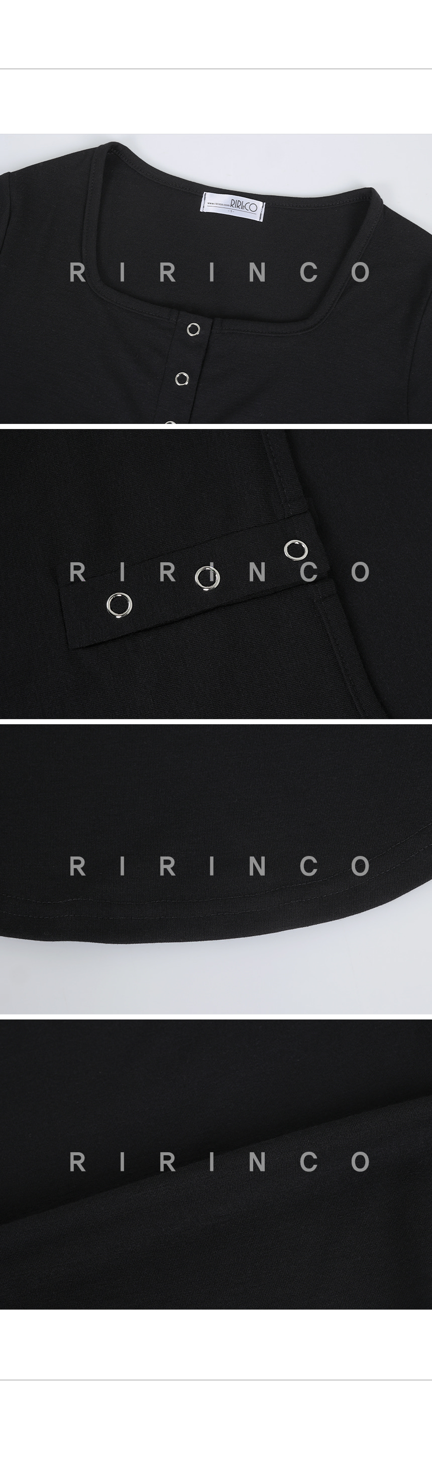 RIRINCO スクエアネックラインセミクロップドTシャツ