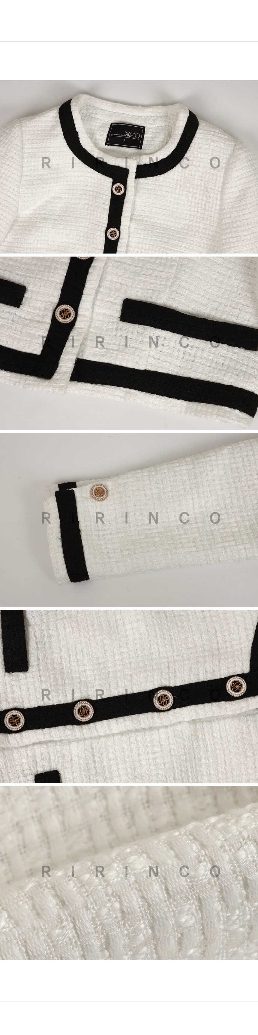 RIRINCO ツーピースツイード配色クロップドジャケット