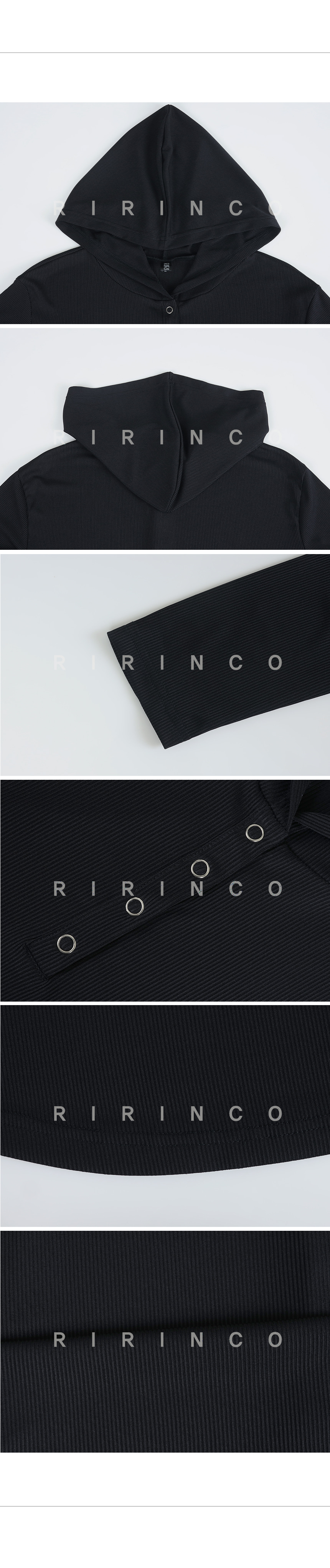RIRINCO リブフード付きベーシックTシャツ