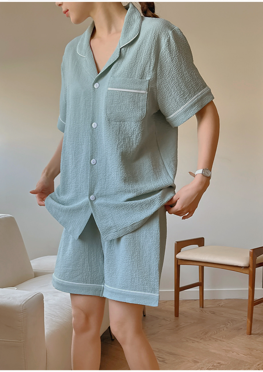 RIRINCO [カップル/ペアルック] ベーシックパジャマ上下セット (半袖ver)