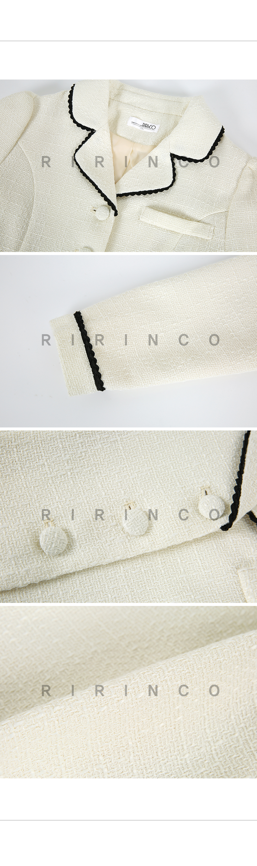 RIRINCO ツイードパフクロップドツーピースジャケット