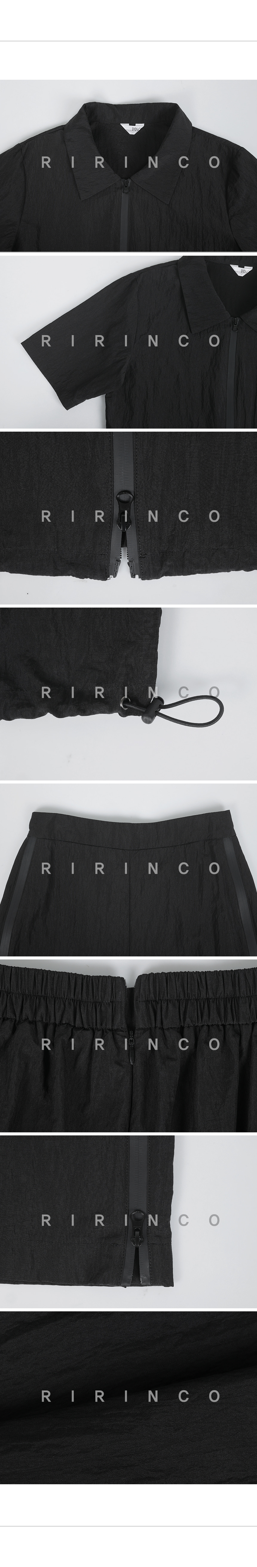 RIRINCO ストリング半袖ジップアップ＆バックゴムパンツセット