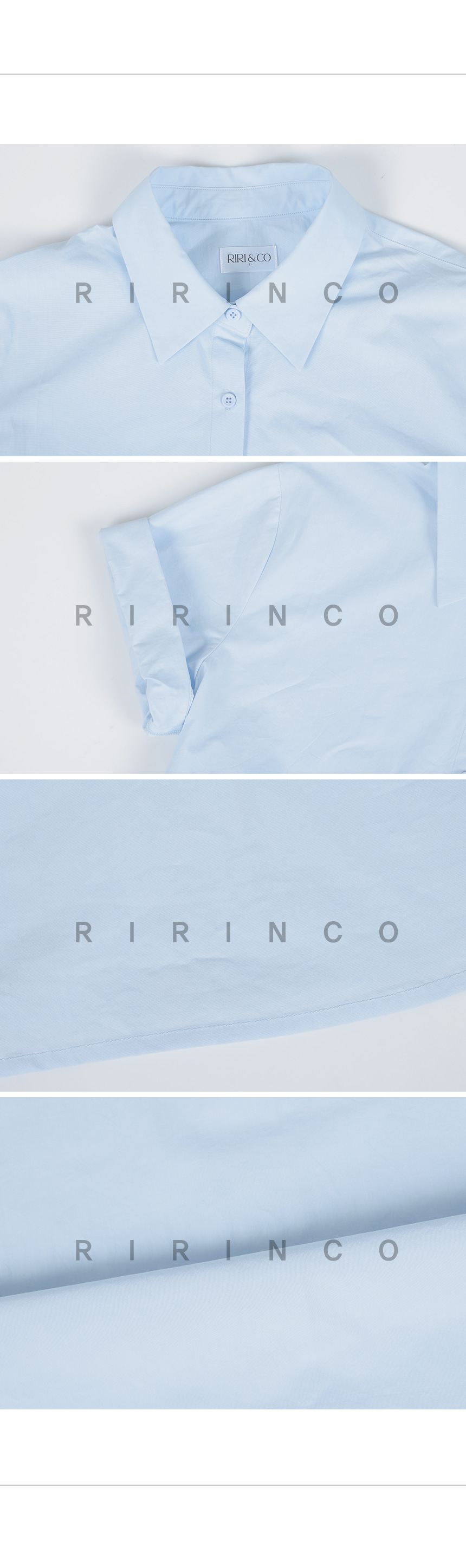 RIRINCO セミクロップドルーズフィットロールアップシャツ