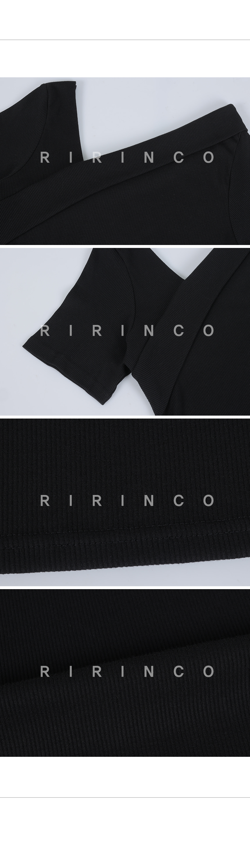 RIRINCO リブ生地ラップタイプTシャツ