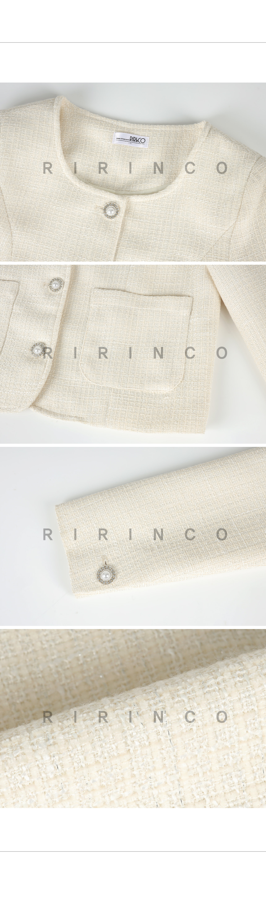 RIRINCO ツーピースラウンドネックツイードジャケット