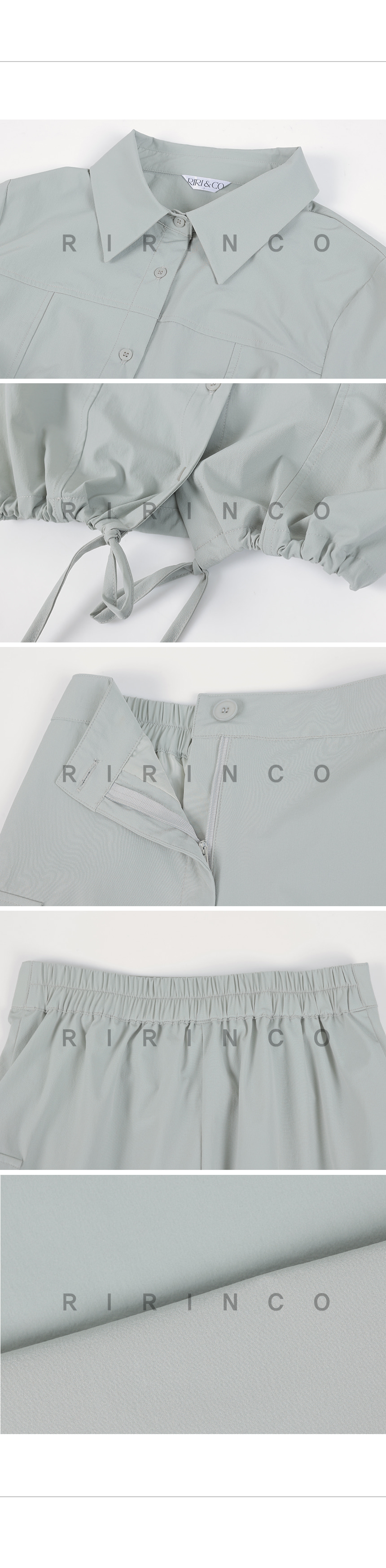 RIRINCO クロップドシャツ&バックゴムカーゴスカート上下セット