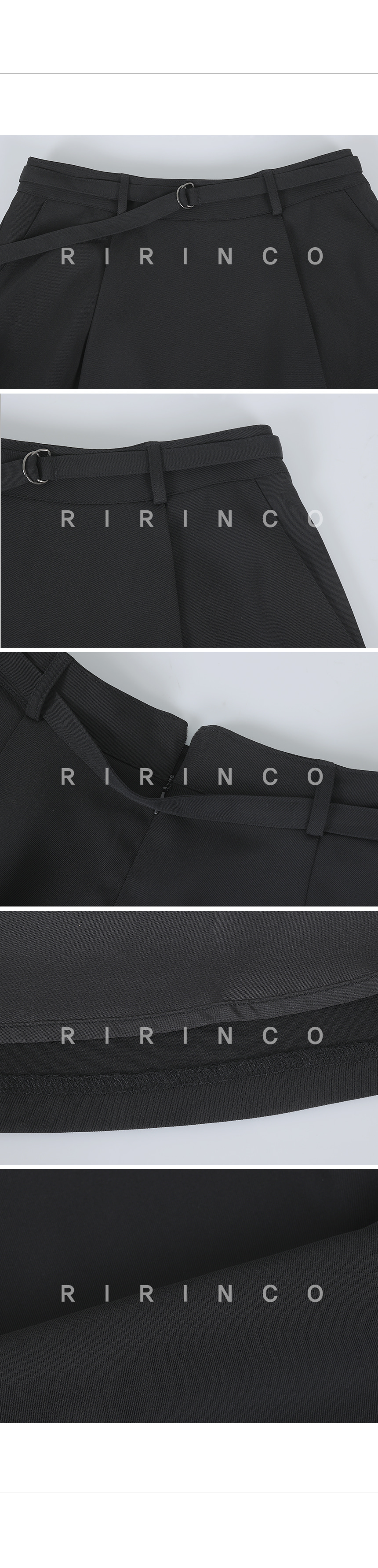 RIRINCO ピンタックベルト付きロングスカート
