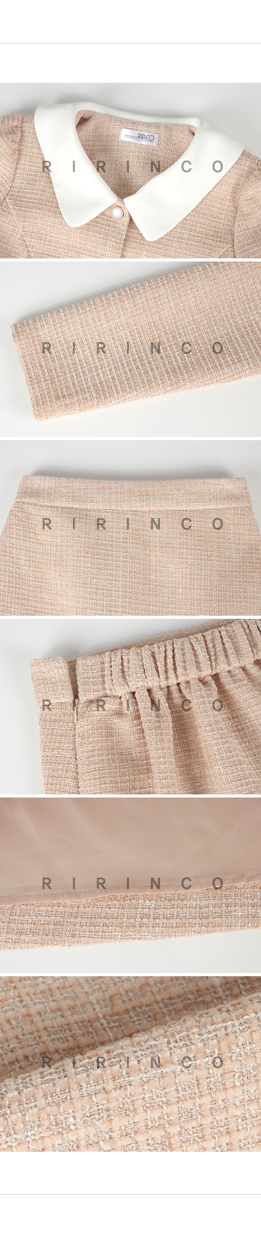 RIRINCO ツイード配色カラージャケット＆ミニスカート上下セット