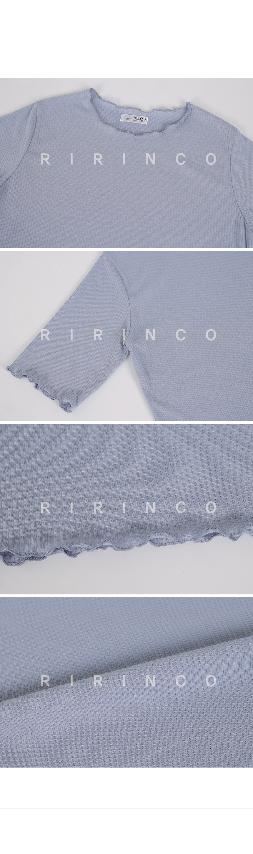 RIRINCO リブ編みラウンドネックTシャツ