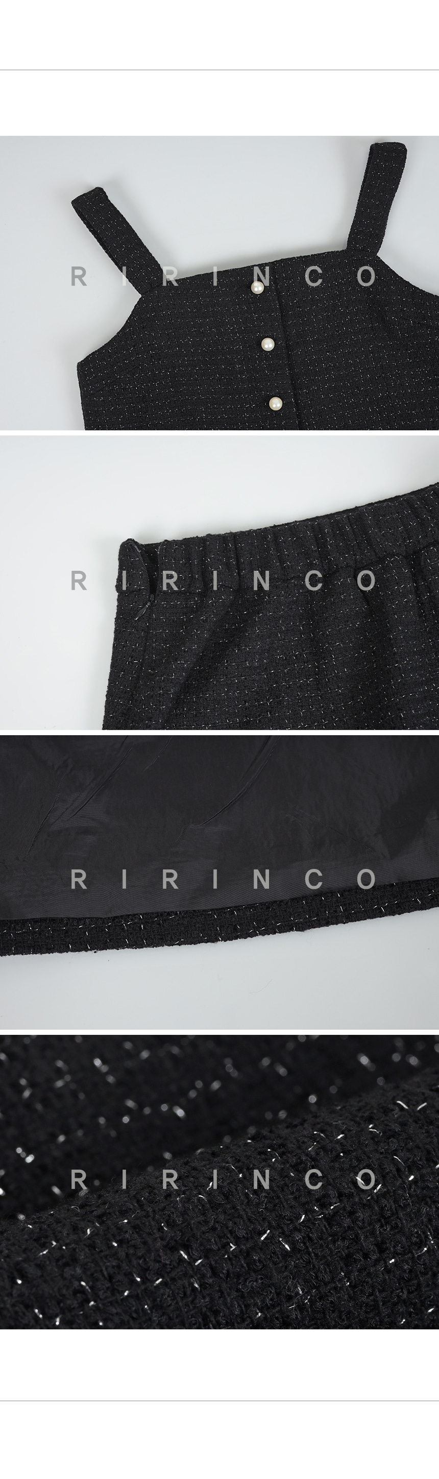 RIRINCO ツイードビスチェ＆バックゴムスカート上下セット