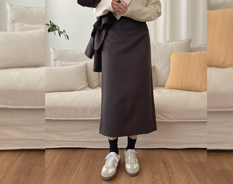 韓国 セットアップバックスリットロングスカート