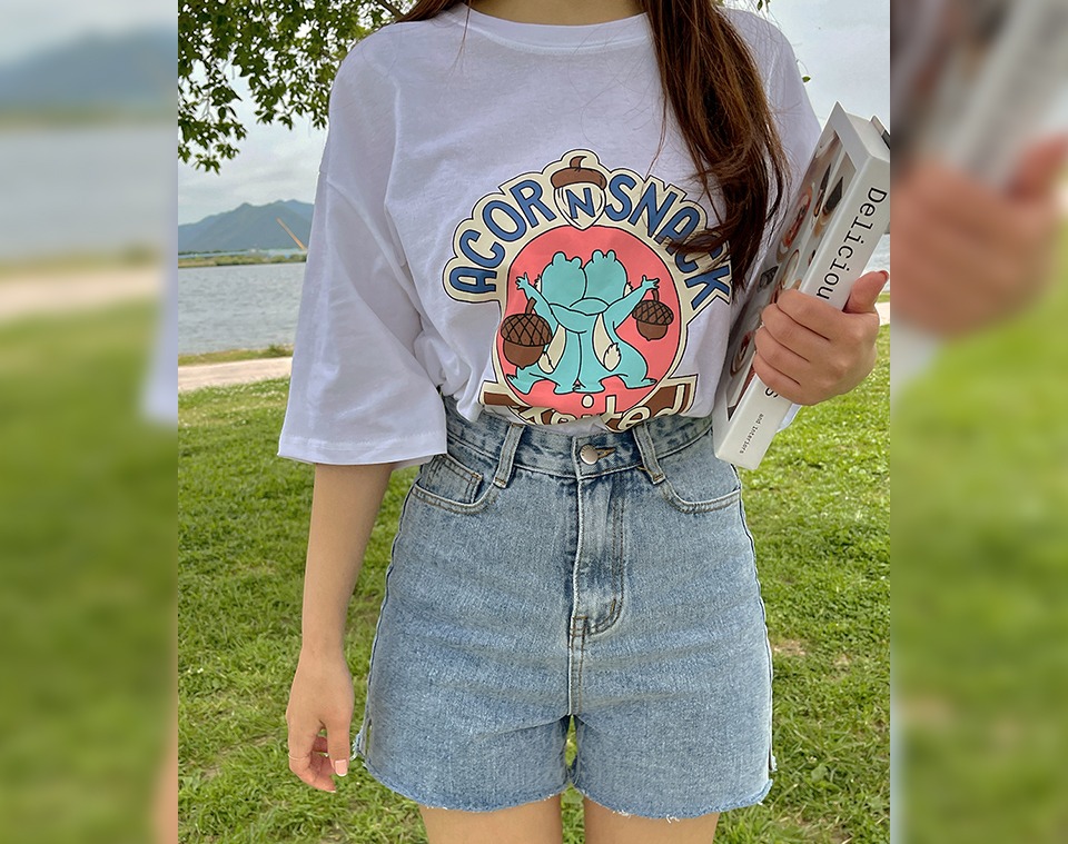 韓国 コットンプリンティングTシャツ