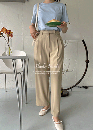 韓国 ３サイズワイドフィットスラックスパンツ