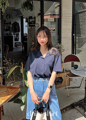 韓国 オープンカラー半袖シャツ