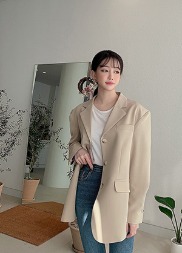 韓国 ベーシックテーラード襟シングルジャケット