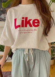 韓国 Like オーバーフィット半袖Tシャツ